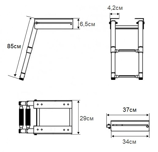 Трап телескопический с салазками "Мореман", ширина 300 мм, 3 ступени, длина 405/1155 мм , арт. 10247438,  