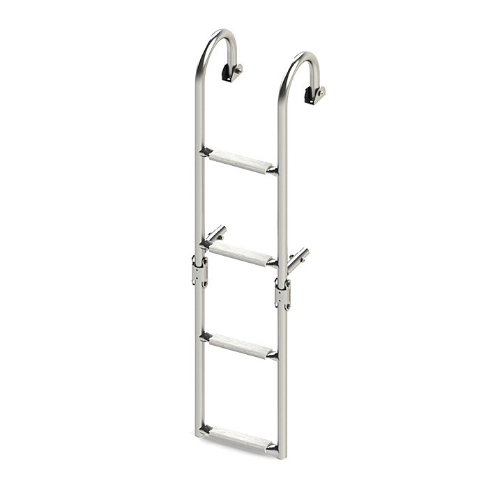 Трап складной с горизонтальным креплением, 4 белых ступени (ширина 220 мм.), арт. 040177WT,          Техномарин 