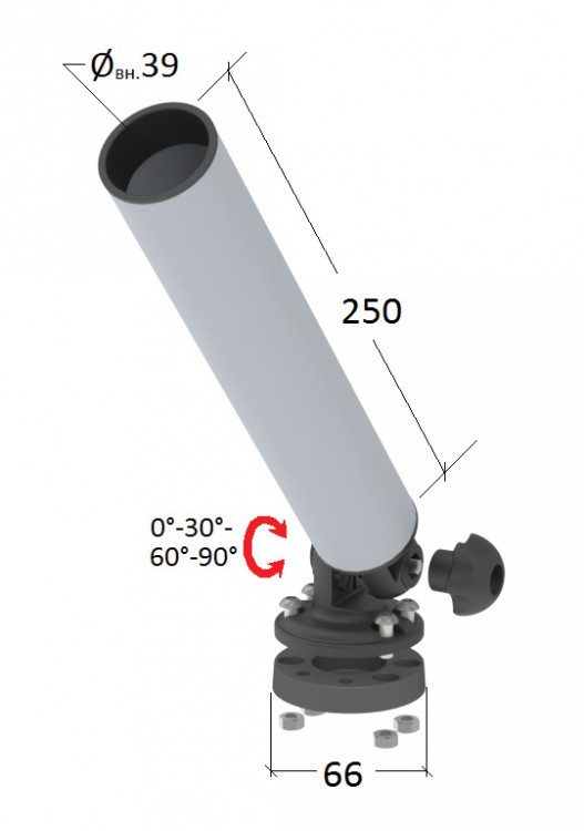 Держатель спиннинга торцевой на палубу наклонный, алюминий, арт. 030634T,          Техномарин 