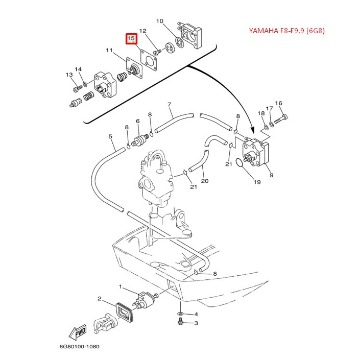 Мембрана бензонасоса  Yamaha 8-9.9, арт. 6G8-24471-00-TW,          OSAKA 