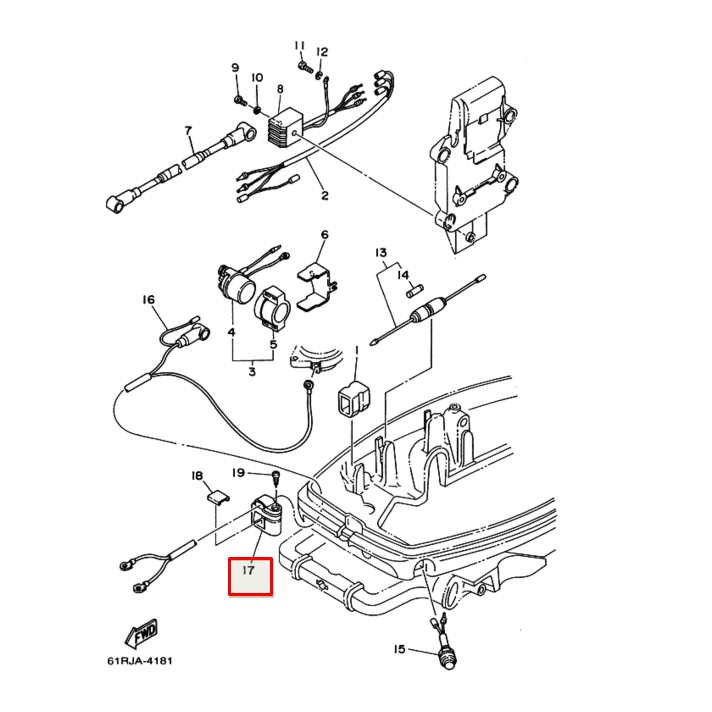 Хомут (проводка) Yamaha 9.9-30 (689-82594-00) (Yamaha), арт. 689-82594-00,          YAMAHA 