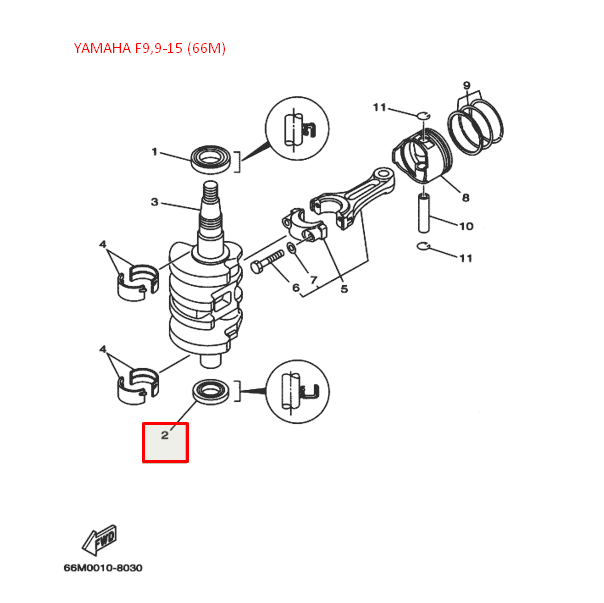 Сальник коленвала Yamaha F9,9-15A(66M) (93102-25M52; F15-01.02.00.07) (25x44x7) (Sinera), арт. 93102-25M52-TW,          SINERA 