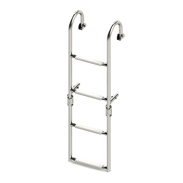 Трап складной с горизонтальным креплением, 4 белых ступени (ширина 270 мм.), арт. 040178WT,          Техномарин 