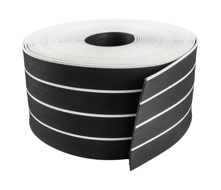 Покрытие палубное 200ммx5мм, черный, белая полоса, Marine Rocket,уценен, арт. MR0001_utsenka,          MARINE ROCKET 