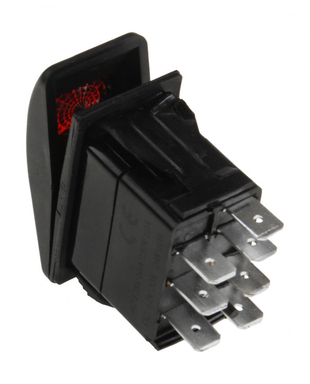 Переключатель двухпозиционный (ON)-ON 12В/20А 7Р с подсветкой без фиксации 1 положения, арт. AES111884PAM,          AES.Co 