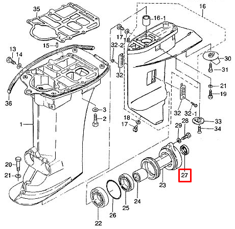 Сальник гребного вала Tohatsu 25-30 (346-60111-0 ; 26-161301 ) (18x28x8) (Osaka), арт. 346-60111-0-TW,          OSAKA 