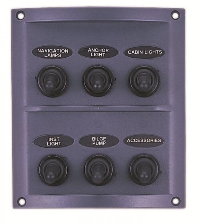 Панель бортового питания 6 переключателей, индикация, предохранители, арт. 10064-BKLT,          AAA  Панель бортового питания 6 переключателей, индикация, предохранители, арт. 10064-BKLT,          AAA