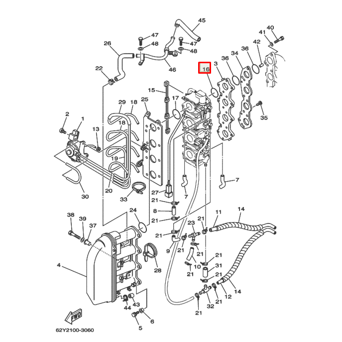Кольцо уплотнительное карбюратора Yamaha F40-50 (62Y) 93210-30MH4, арт. 93210-30MH4,          YAMAHA 