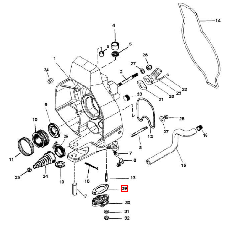 Прокладка нижней крышки транцевого узла MERCRUISER ALFA/BRAVO(Sinera), арт. 27-988231,          POLY-MOTO 