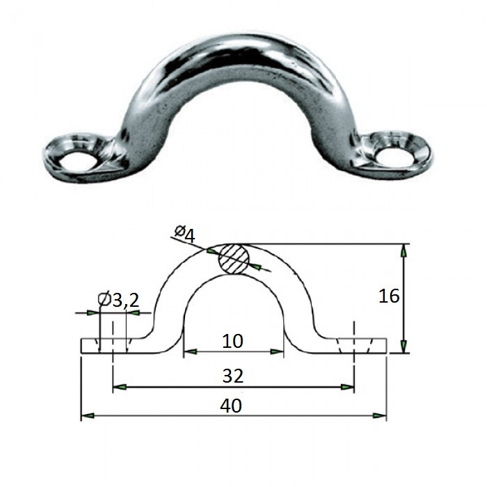 Обушок 4х40мм сталь, арт. 1014-0304,          CIM 