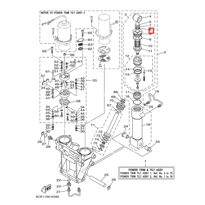 Кольцо уплотнительное штока гидроподъема Yamaha 225-250;F200-F300 (61A-4389H-01;61A-4389H-00) (PREMA, арт. 61A-4389H-00-K,          PREMARINE 
