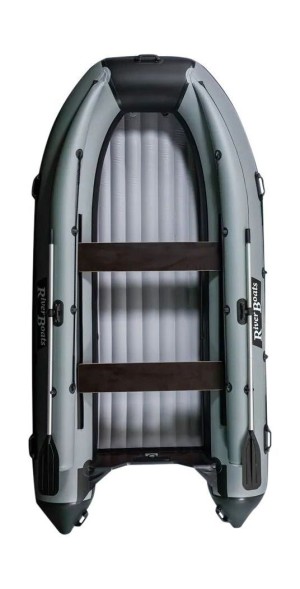 Надувная лодка ПВХ, RiverBoats RB 390 НДНД, ф/б, черно-серый