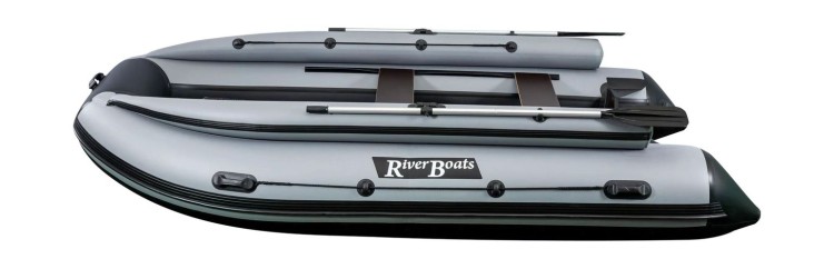Надувная лодка ПВХ, RiverBoats RB 390 НДНД, ф/б, черно-серый, арт. RB390NDFBBG,          RiverBoats 