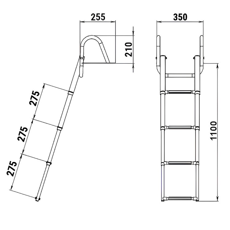 Трап телескопический с поручнем 4 ступени (белые ступени), арт. 10269453,  