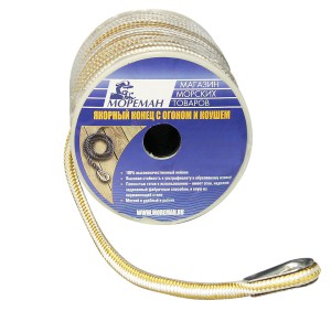 Плетеный якорный конец, 12,7 мм x 45 м, желтый/белый