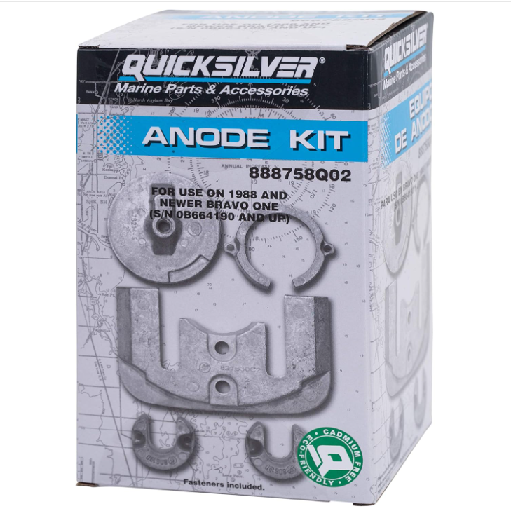 Комплект анодов алюминиевых ANODE KIT MerCruiser Bravo One Stern Drives - 1988 and Newer QS, арт. 888758Q02,          MERCURY 