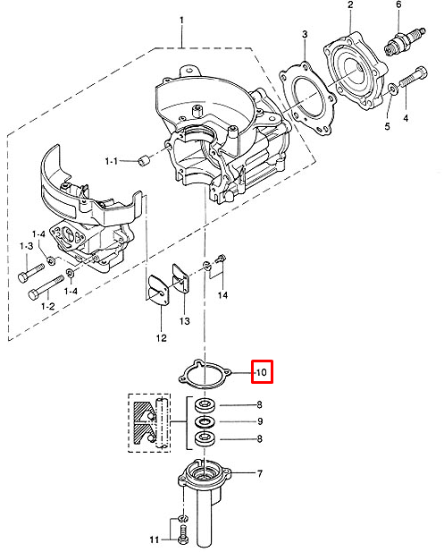 Прокладка обоймы сальников Tohatsu 5, MFS6 (5F-01.01.08) (PREMARINE), арт. 369-01214-0-K,          PREMARINE 
