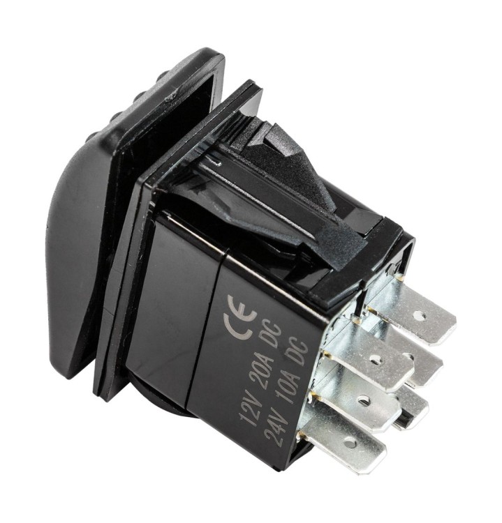 Переключатель трехпозиционный (ON)-OFF-ON 12 В/20А 6Р, арт. MR12106FB,          MARINE ROCKET 