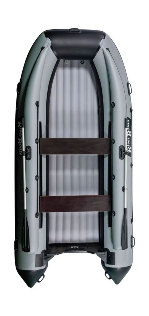 Надувная лодка ПВХ, RiverBoats RB 370 НДНД, ф/б, черно-серый