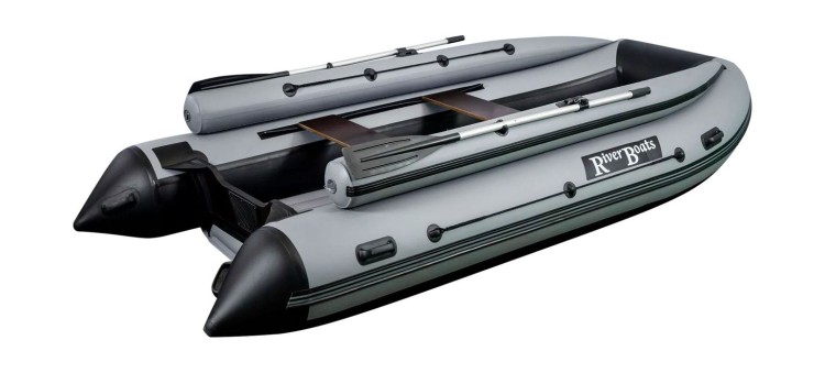 Надувная лодка ПВХ, RiverBoats RB 370 НДНД, ф/б, черно-серый, арт. RB370NDFBBG,          RiverBoats 