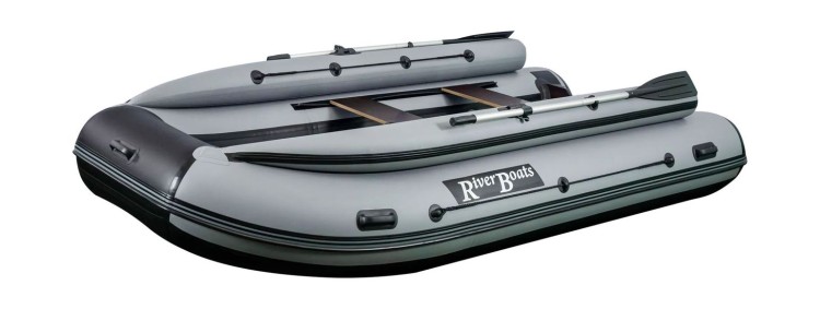 Надувная лодка ПВХ, RiverBoats RB 370 НДНД, ф/б, черно-серый, арт. RB370NDFBBG,          RiverBoats 