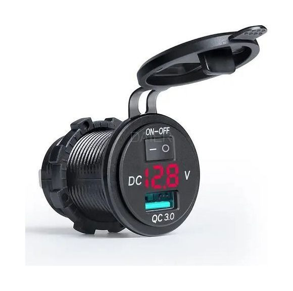 Разъем USB Charger QC3.0 с вольтметром, арт. 4620136058322,          MARINE ROCKET 