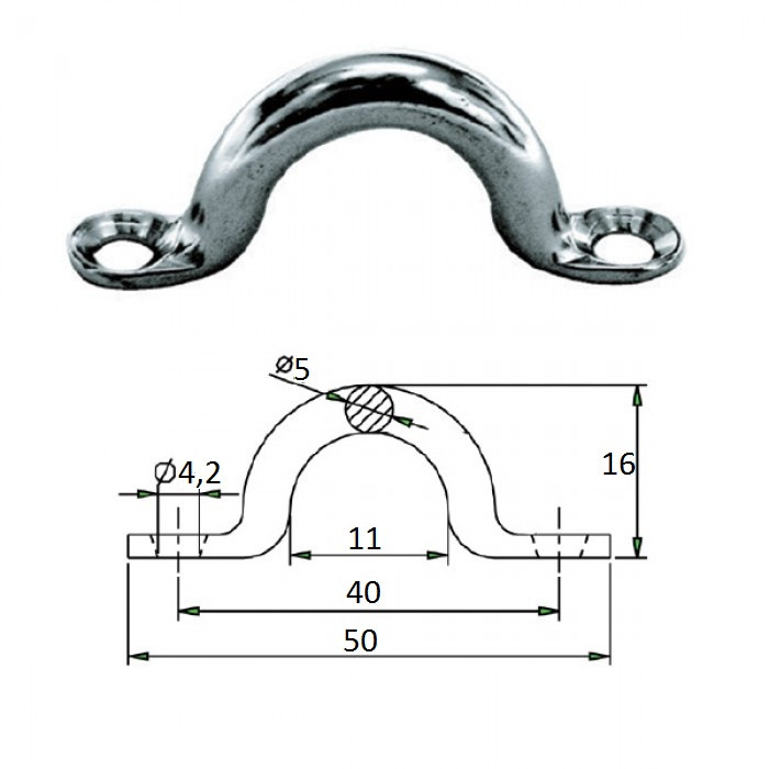 Обушок 5х50мм сталь, арт. 1014-0305,          CIM 