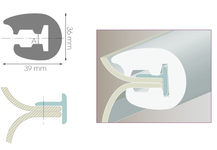 Привальный брус L35, белый, арт. 10250480,          Tessilmare 