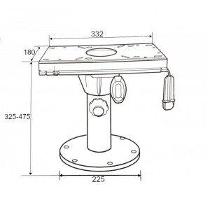 Стойка для сидений 325-457мм c переходником, алюминий