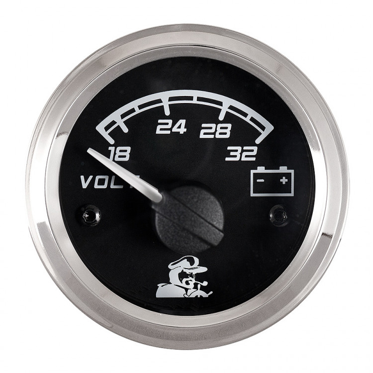 Вольтметр, 18-32 В, черный циферблат, арт. 10252230,          Мореман 