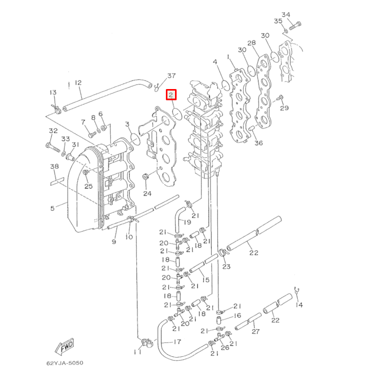Кольцо уплотнительное воздухозаборника карбюратора Yamaha 9.9-15 F9,9-60 (15F-01.02.02) (Sinera), арт. 93210-35M86,          POLY-MOTO 