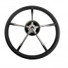 Рулевое колесо черный обод, стальные спицы, диаметр 340 мм 
